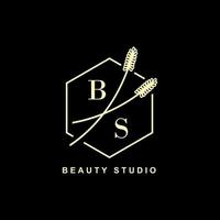 logotyp skönhet studio blommig guld, fri vektor