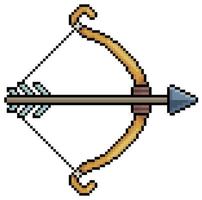 Pixel Art Bogenschütze Pfeil und Bogen Vektorsymbol für 8-Bit-Spiel auf weißem Hintergrund vektor