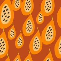 nahtloses Muster mit Papayas. Papaya-Ornament-Hintergrund. Früchte Hintergrund. vektor