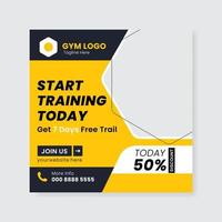 fitness gym sociala medier post fyrkantig banner mall för fitness studio marknadsföring vektor
