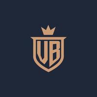vb monogram första logotyp med skydda och krona stil vektor