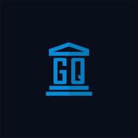 gq anfängliches Logo-Monogramm mit einfachem Gerichtsgebäude-Icon-Design-Vektor vektor