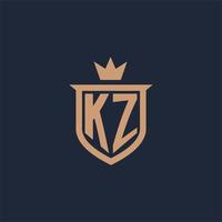 kz monogram första logotyp med skydda och krona stil vektor