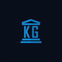 kg anfängliches Logo-Monogramm mit einfachem Gerichtsgebäude-Icon-Design-Vektor vektor