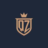 qz monogram första logotyp med skydda och krona stil vektor