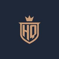 hq monogram första logotyp med skydda och krona stil vektor