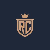 rc monogram första logotyp med skydda och krona stil vektor