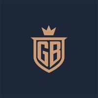 gb monogram första logotyp med skydda och krona stil vektor