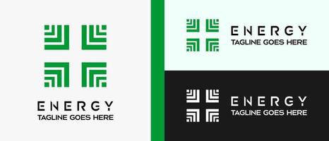 Energie-Logo-Design-Vorlage mit Box-Elementen im kreativen Kunstkonzept. Premium-Vektor vektor