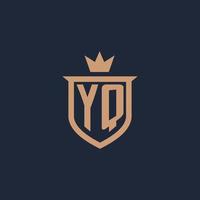 yq monogram första logotyp med skydda och krona stil vektor