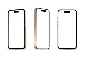 guld smartphone 14 modeller, ny den industri, attrapp för webb design på en vit bakgrund - vektor