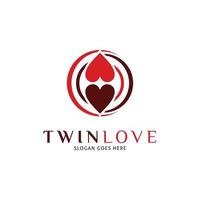 Zwilling Liebe Symbol Vektor Logo Vorlage Illustration Design