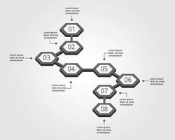 zeitachsendiagrammvorlage für infografik zur präsentation für 8 elemente vektor