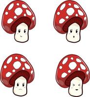 Set von niedlichen Pilz-Emoji isoliert auf weißem Hintergrund vektor