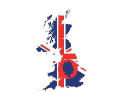 drottning Elizabeth ansikte blå med brittiskt förenad rike flagga nationell Europa emblem Karta ikon vektor illustration abstrakt design element