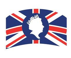 drottning Elizabeth ansikte vit med brittiskt förenad rike flagga nationell Europa emblem vektor illustration abstrakt design element