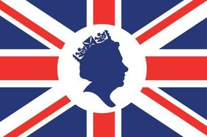 drottning Elizabeth ansikte vit och blå med brittiskt förenad rike flagga nationell Europa emblem ikon vektor illustration abstrakt design element