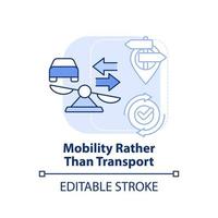 Mobilität statt Transport hellblaues Konzeptsymbol. maas konzept komponente abstrakte idee dünne linie illustration. isolierte Umrisszeichnung. editierbarer Strich. vektor