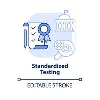 standardiserats testning ljus blå begrepp ikon. administreras tentor. utbildning problem abstrakt aning tunn linje illustration. isolerat översikt teckning. redigerbar stroke. vektor