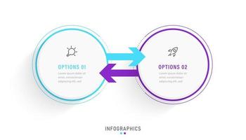 Vektor-Infografik-Etikettendesign-Vorlage mit Symbolen und 2 Optionen oder Schritten. kann für Prozessdiagramme, Präsentationen, Workflow-Layouts, Banner, Flussdiagramme und Infografiken verwendet werden. vektor