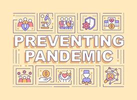 förebyggande pandemi ord begrepp gul baner. offentlig hälsa. infographics med redigerbar ikoner på Färg bakgrund. isolerat typografi. vektor illustration med text.