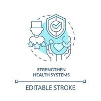 stärka hälsa system turkos begrepp ikon. medicinsk expert. pandemi förebyggande abstrakt aning tunn linje illustration. isolerat översikt teckning. redigerbar stroke. vektor