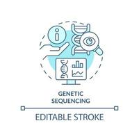 Symbol für das türkisfarbene Konzept der genetischen Sequenzierung. DNA-Molekül. Pandemieprävention abstrakte Idee dünne Linie Illustration. isolierte Umrisszeichnung. editierbarer Strich. vektor