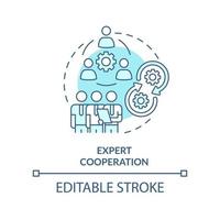 expert- samarbete turkos begrepp ikon. specialist integration. pandemi framställning abstrakt aning tunn linje illustration. isolerat översikt teckning. redigerbar stroke. vektor