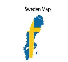 Sverige Karta vektor illustration i nationell flagga bakgrund