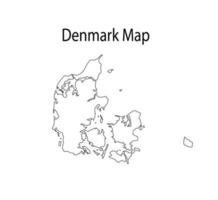 Dänemark-Kartenumriss-Vektorillustration im weißen Hintergrund vektor
