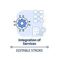 integration av tjänster ljus blå begrepp ikon. komplex systemet. maas komponent abstrakt aning tunn linje illustration. isolerat översikt teckning. redigerbar stroke. vektor