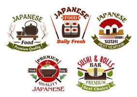 japanisches küchenrestaurant und sushi-ikonen vektor