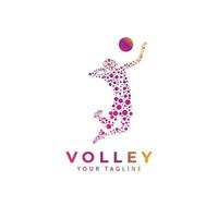 Volleyball-Vektor-Logo Volleyballspieler springen Smash Symbol Design Illustration vektor