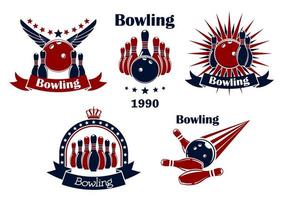 Bowlingspiel-Embleme mit Streik vektor
