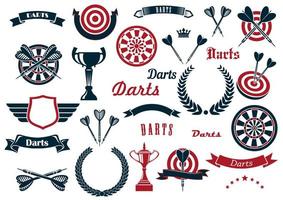 Designelemente und Gegenstände für Darts-Sportspiele vektor