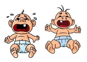 Cartoon weinende Babys mit offenem Mund vektor