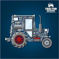 Traktorsilhouette mit Symbol für mechanische Teile vektor