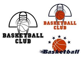 Basketball-Embleme mit Spielgegenständen vektor