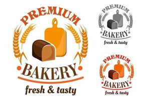 bageri affär emblem med råg bröd limpa vektor