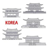 fem stor palats av söder korea tunn linje symbol vektor