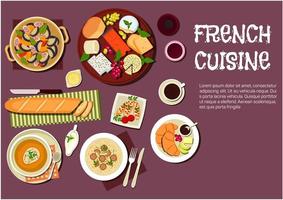 gourmet lunch av franska kök platt ikon vektor