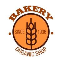 Bio-Bäckerei orangefarbenes Symbol mit Weizen vektor