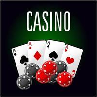 kasino klubb ikon med fyra ess och hasardspel pommes frites vektor