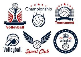 volleyboll turnering och klubb emblem vektor