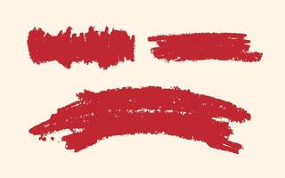 Set aus roten Vektorwachskreidestrichen isoliert auf weißem Hintergrund, Vektor-Handmalerei-Pinsel-Textur-Kreide-Design-Elemente vektor