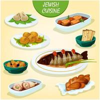 jewish kök ikon med festlig middag meny vektor