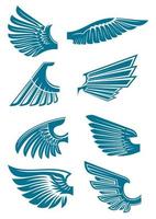 blå öppen vingar symboler för tatuering design vektor