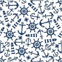 Marine Musterdesign mit blauen Elementen vektor