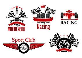 motorsport symboler för bil tävlings design vektor