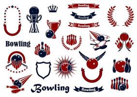 bowling spel objekt och heraldisk element vektor